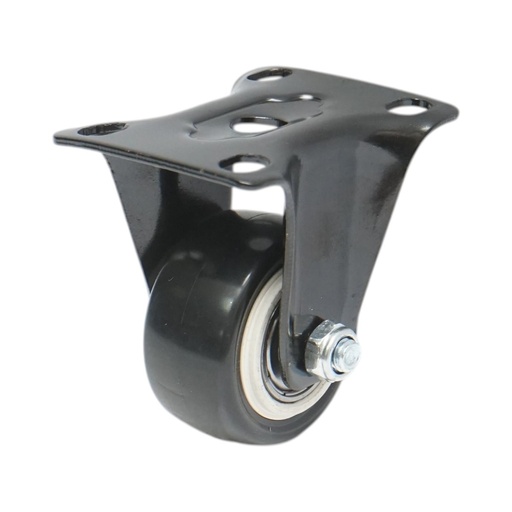 [AMAT6-127546] Roata fixa 42x21mm fara frana, PVC negru, placa otel 60x43mm 30kg