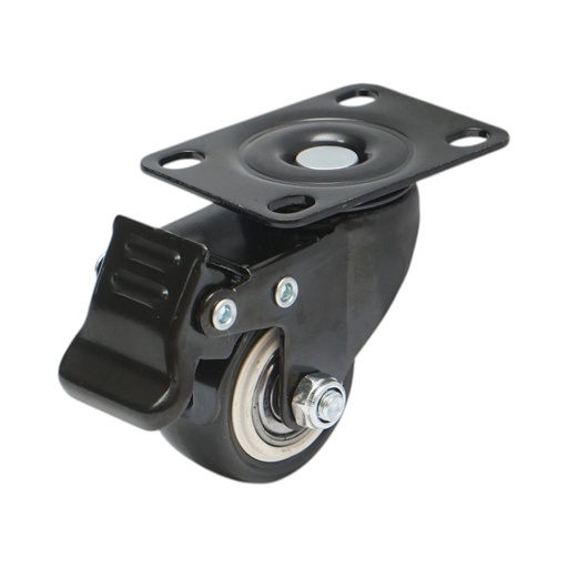 [AMAT6-127548] Roata pivotanta 42x21mm cu frana, PVC negru, placa otel 60x43mm 30kg