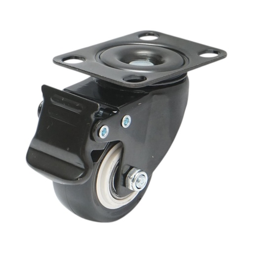 [AMAT6-127549] Roata pivotanta 50x24mm cu frana, PVC negru, placa otel 72x52mm 40kg