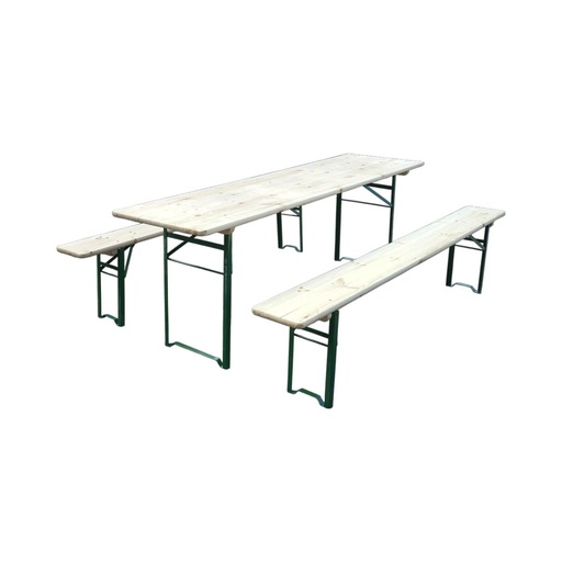 [AMAT6-127564] Set berarie cu masa si 2 banci pliabile din lemn masiv pentru gradina, terasa, evenimente 2200x800x770mm