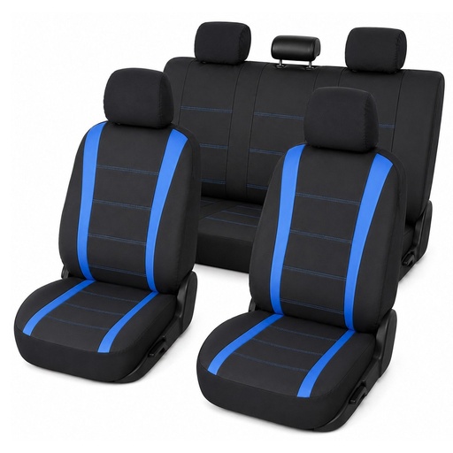 [AMAT6-127832] Set huse scaune auto universale negru-albastru, material textil 8 piese
