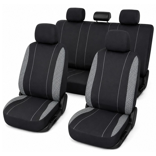 [AMAT6-127833] Set huse scaune auto universale negru-gri, material textil 8 piese