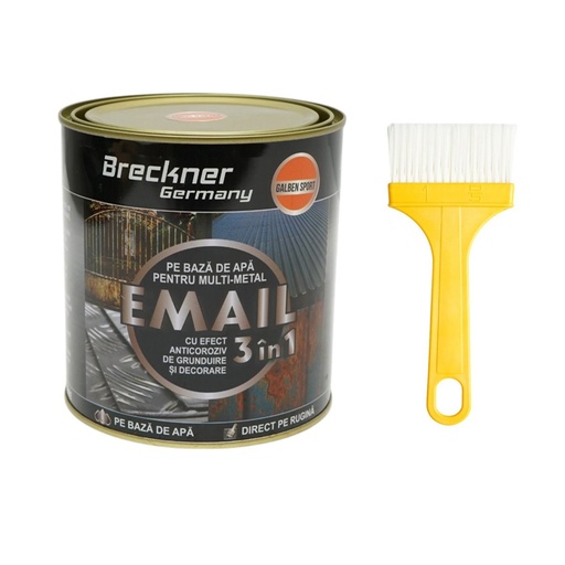 [AMAT6-128000] Vopsea email anticoroziva 3 in 1 galben sport 750g pentru metal, direct pe rugina, pe baza de apa