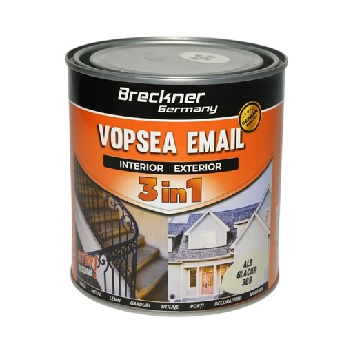 [AMAT6-128159] Vopsea email anticoroziva 3 in 1 alb glacier 369 pe baza de solvent 1L, direct pe rugina, interior si exterior