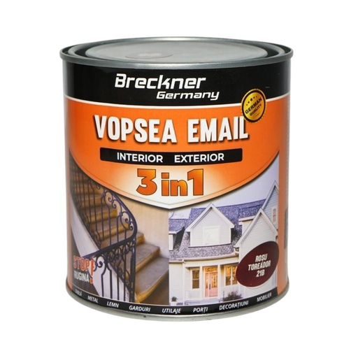[AMAT6-128161] Vopsea email anticoroziva 3 in 1 rosu toreador 21B pe baza de solvent 1L, direct pe rugina, interior si exterior