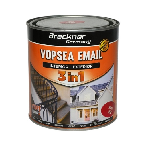 [AMAT6-128162] Vopsea email anticoroziva 3 in 1 rosu 250 pe baza de solvent 1L, direct pe rugina, interior si exterior