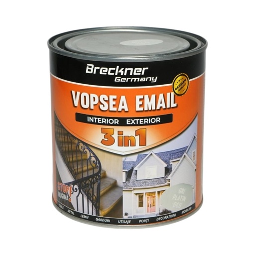 [AMAT6-128170] Vopsea email anticoroziva 3 in 1 gri platin D69 pe baza de solvent 1L, direct pe rugina, interior si exterior