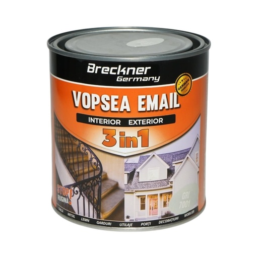 [AMAT6-128171] Vopsea email anticoroziva 3 in 1 gri 7001 pe baza de solvent 1L, direct pe rugina, interior si exterior