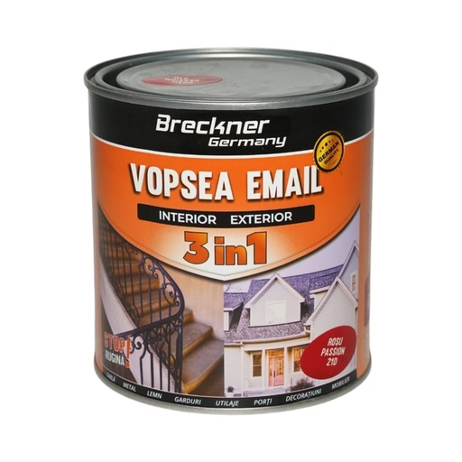 [AMAT6-128179] Vopsea email anticoroziva 3 in 1 rosu passion 21D pe baza de solvent 1L, direct pe rugina, interior si exterior