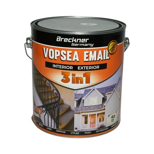 [AMAT6-128186] Vopsea email anticoroziva 3 in 1 alb 013 pe baza de solvent 3.5L, direct pe rugina, interior si exterior