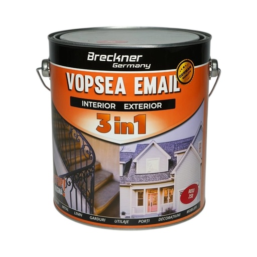 [AMAT6-128190] Vopsea email anticoroziva 3 in 1 rosu 250 pe baza de solvent 3.5L, direct pe rugina, interior si exterior