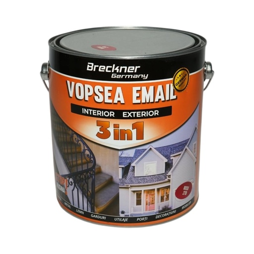 [AMAT6-128191] Vopsea email anticoroziva 3 in 1 rosu 270 pe baza de solvent 3.5L, direct pe rugina, interior si exterior