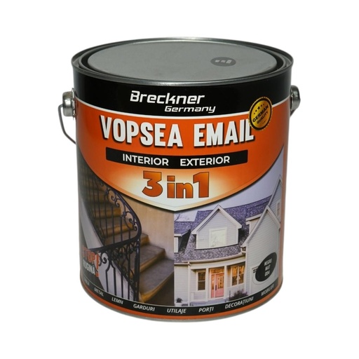 [AMAT6-128210] Vopsea email anticoroziva 3 in 1 negru mat 004 pe baza de solvent 3.5L, direct pe rugina, interior si exterior