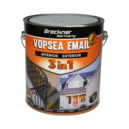 [AMAT6-128209] Vopsea email anticoroziva 3 in 1 negru lucios 039 pe baza de solvent 3.5L, direct pe rugina, interior si exterior