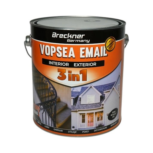 [AMAT6-128211] Vopsea email anticoroziva 3 in 1 negru metalizat 676 pe baza de solvent 3.5L, direct pe rugina, interior si exterior