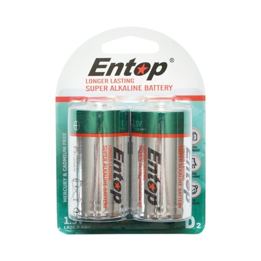 [AMAT6-128250] Baterie alcalina D 1.5V LR20 AM1 2 buc/set Entop